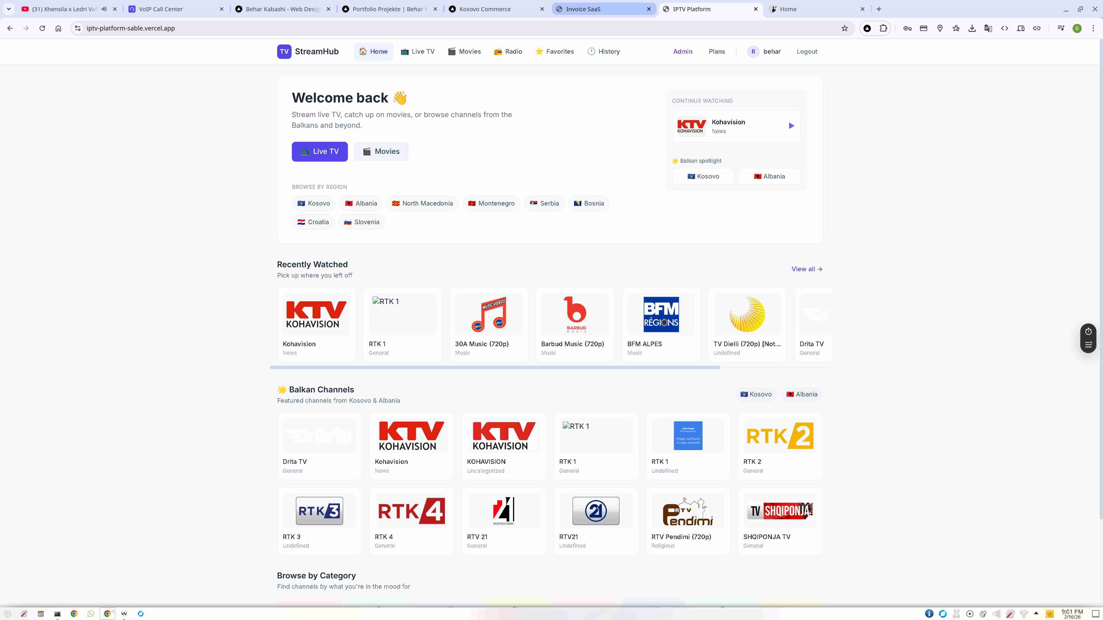 Platformë Streaming Media - Sistem për menaxhim përmbajtjesh multimediale me katalogizim, streaming dhe eksport të dhënash në shkallë të madhe.