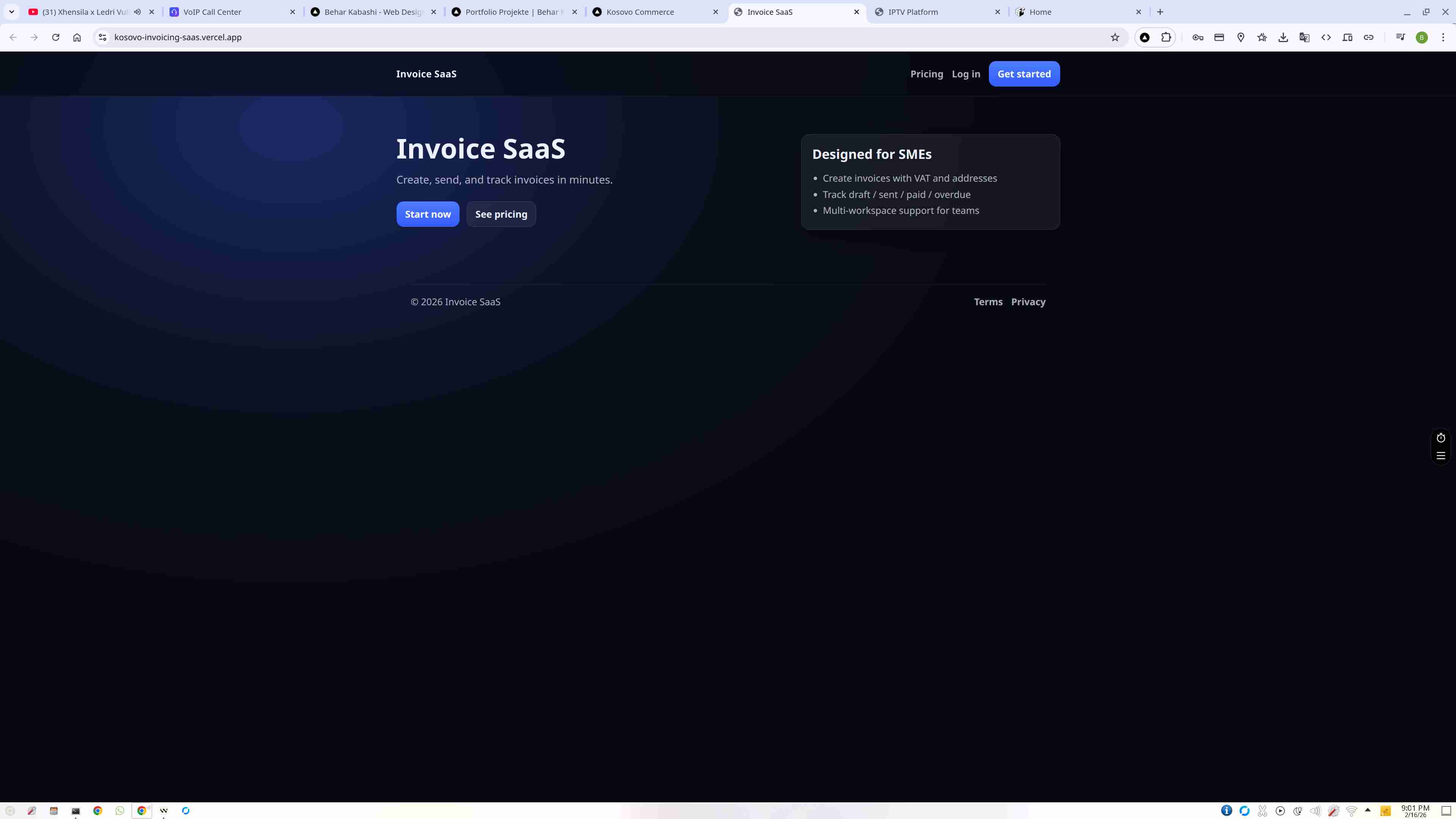 Platformë SaaS Faturimi - Sistem i plotë faturimi online për biznese — me raporte financiare, menaxhim klientësh dhe eksport PDF.